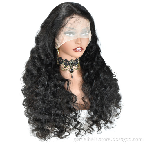 Cheap 250% Density 360 Transparent Lace Front Wig Loose Wave Brazilian Remy Hair